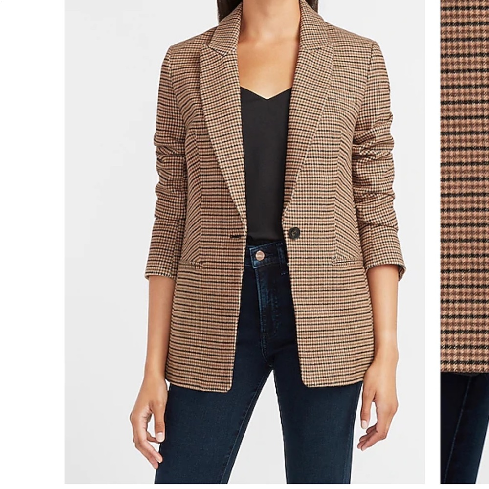 Plaid Peak Lapel Boyfriend Blazer